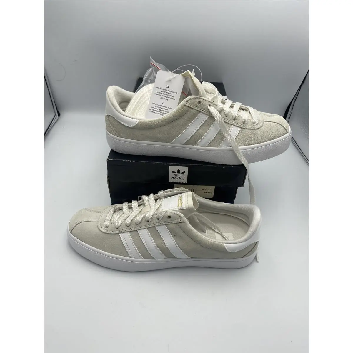 Men`s Adidas Skate Adv B27378 Crywht/ftwht/goldmt Men’s Size 7.5 Skateboarding