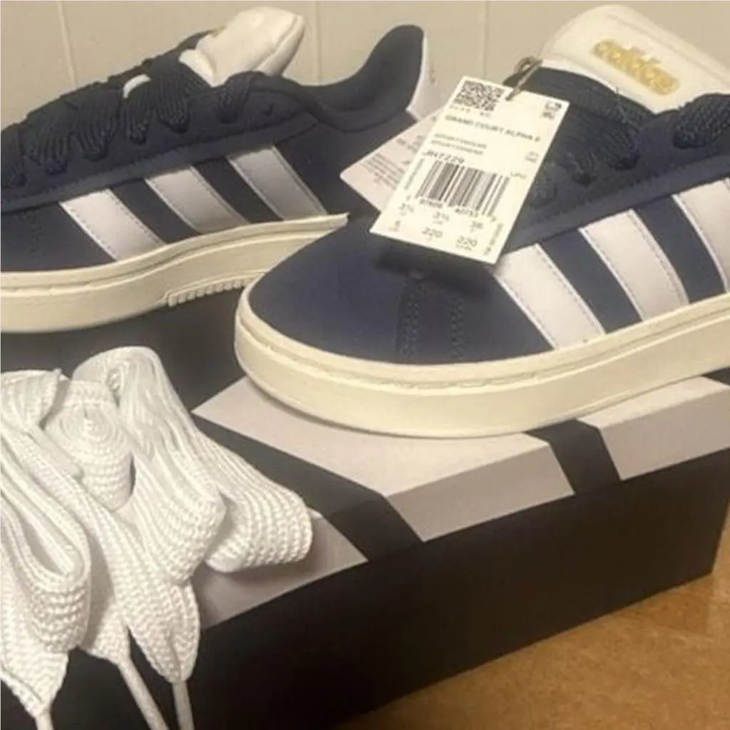 Adidas Grand Court Alpha 00s Navy and White Sneakers
