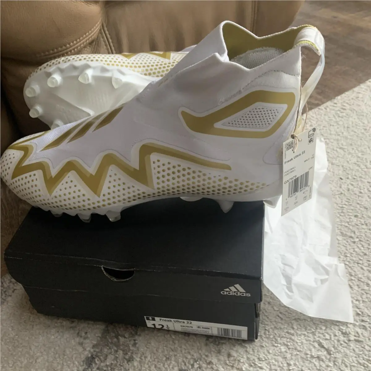 Sz 13 Adidas Freak Ultra 22 Gold White Football Cleats Shoes College Men