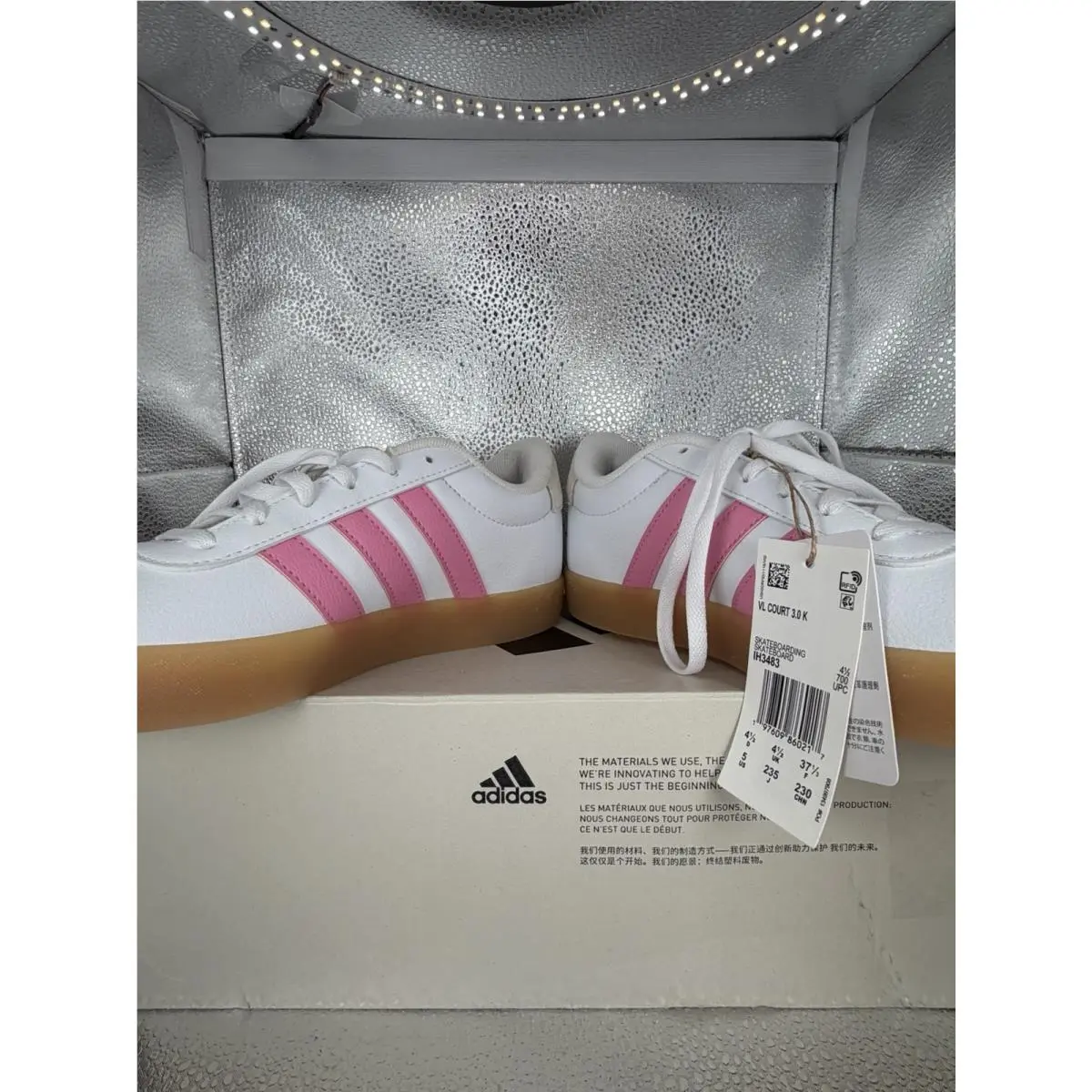 Adidas shoes - adidas VL Court 3.0 K - IH3483 - Cloud White / Bliss Pink / Alumina (UPC: 197609860217) 18