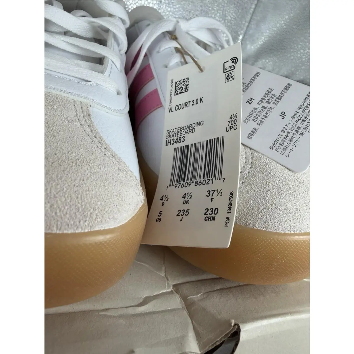 Adidas shoes - adidas VL Court 3.0 K - IH3483 - Cloud White / Bliss Pink / Alumina (UPC: 197609860217) 5