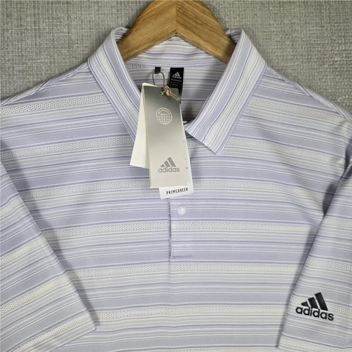 Mens Sz Large Snap Front Polo Shirt Mesh Stripes Lilac Golf by Adidas