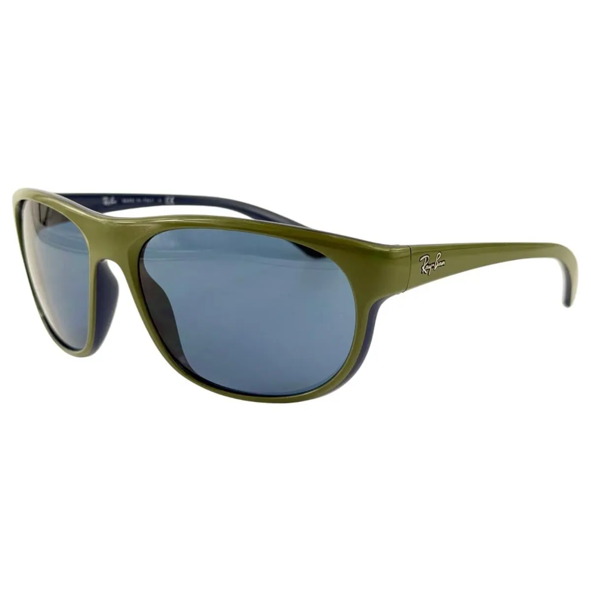 Ray Ban RB4351 Mens Plastic Wrap Sunglass 6570/80 Green on Blue 59-17 Dark Blue
