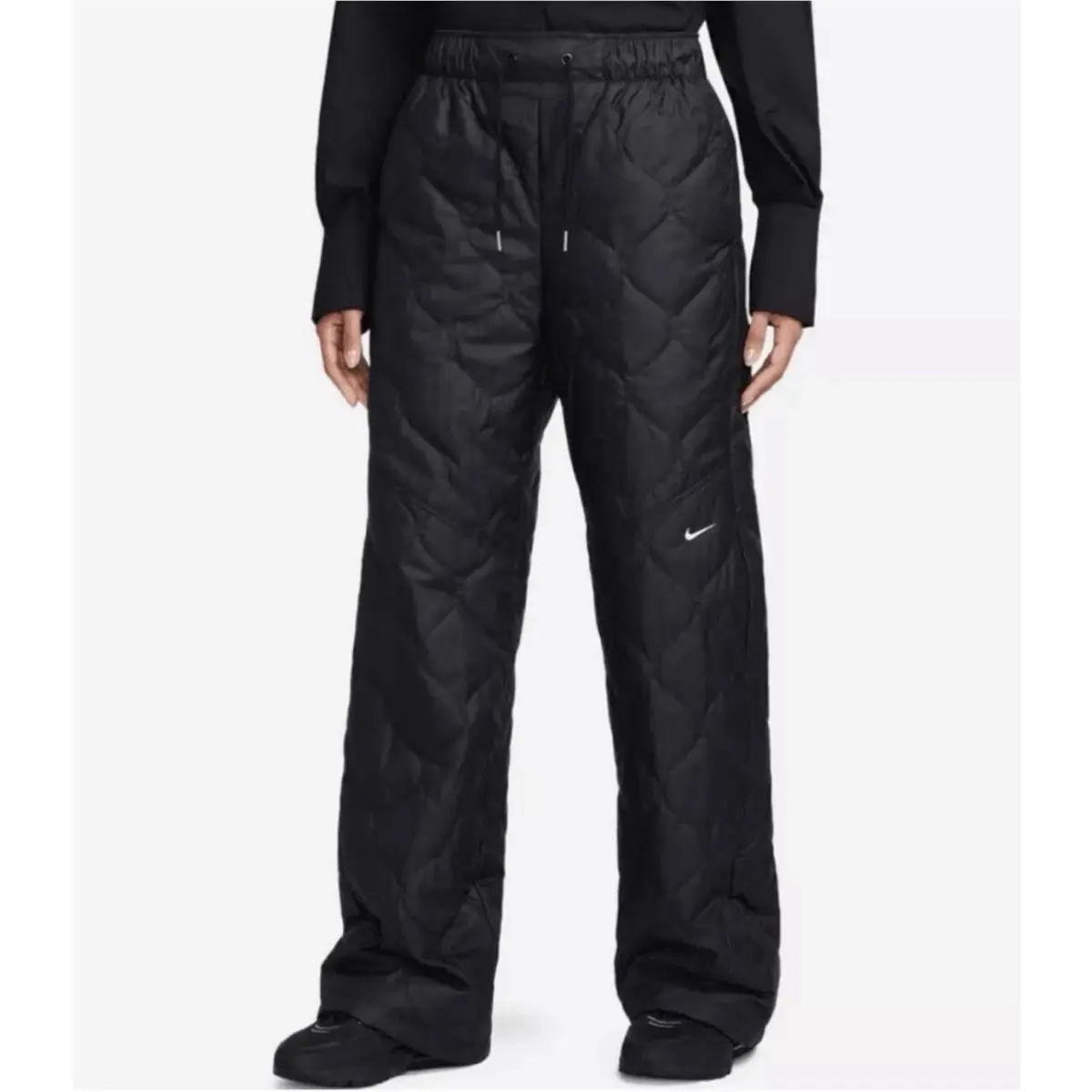 Nike Sportswear Quilted High-waisted Open-hem Pants Women Size Large