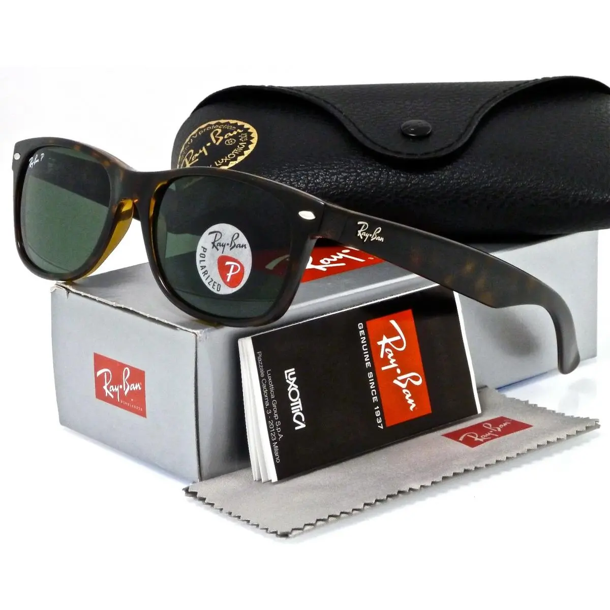 Ray-ban Wayfarer Tortoise l Polarized Green Classic G-15 RB2132 902/58 55mm