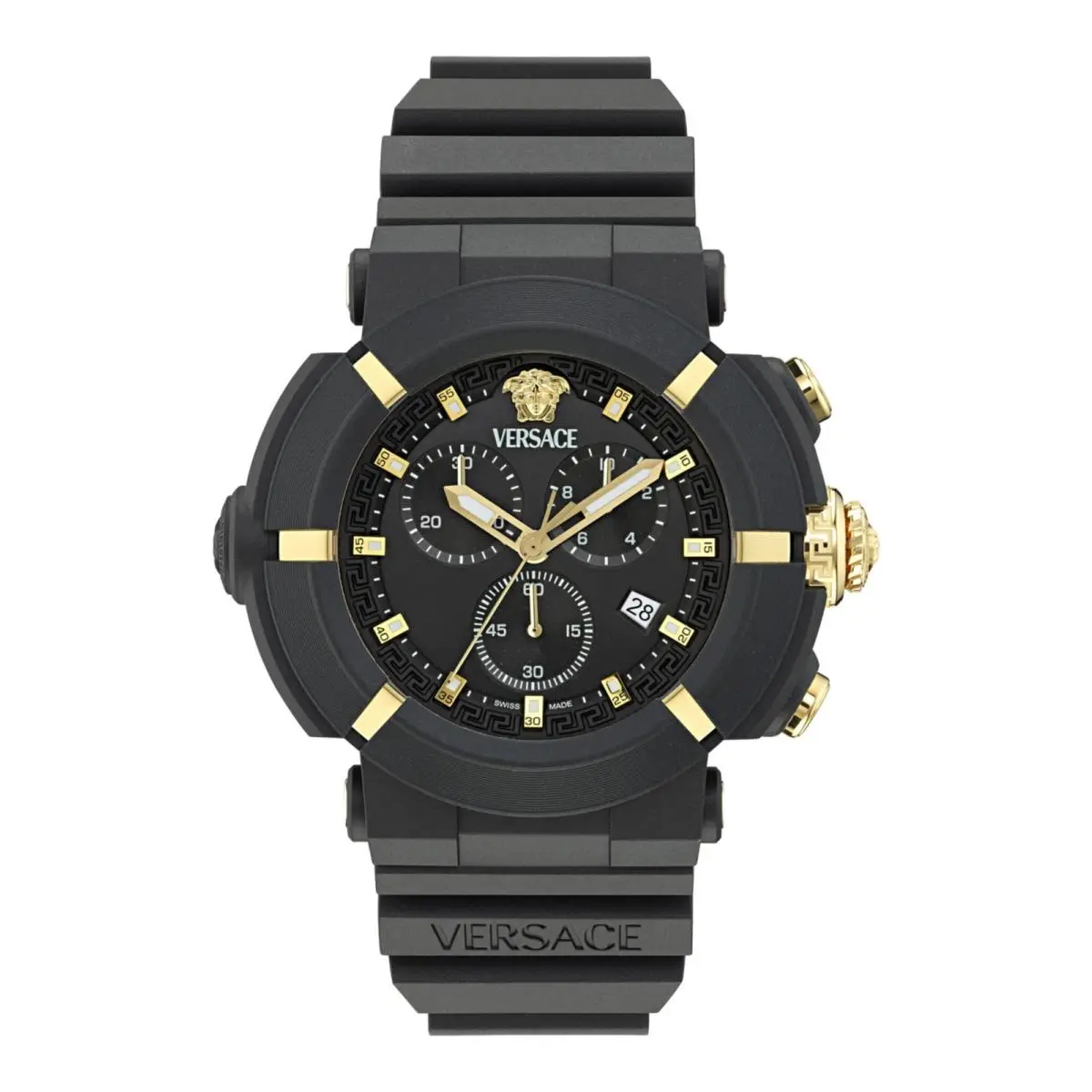 Versace Mens Black 45mm Strap Fashion Watch