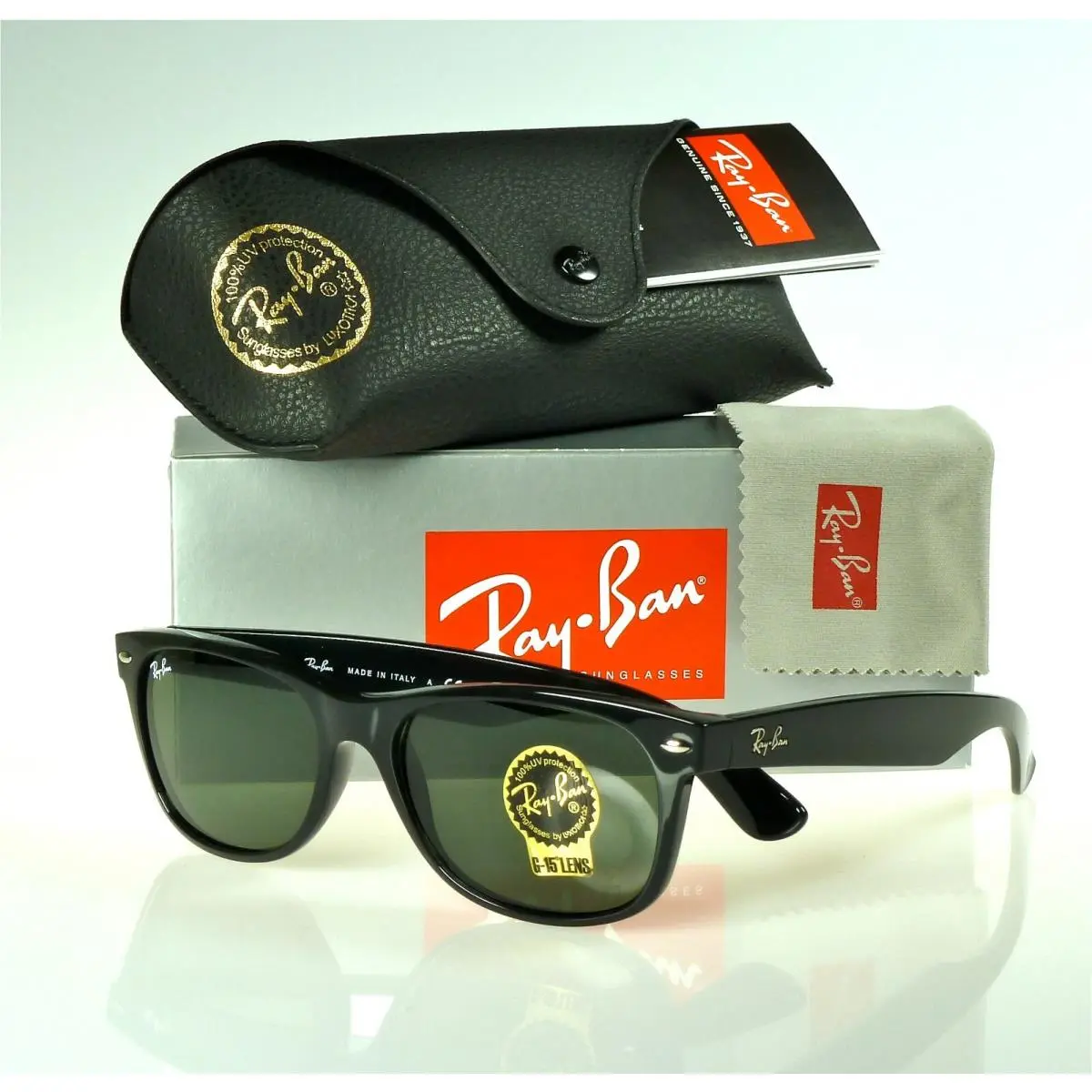 Ray-ban Wayfarer Black l Green Classic G-15 RB2132 901L 55mm