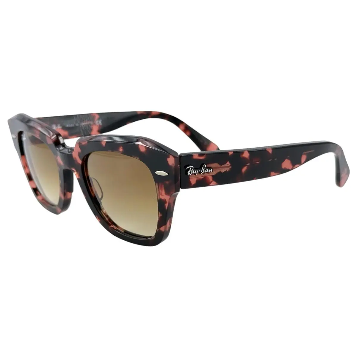 Ray Ban RB2186 State Street Womens Plastic Sunglass 1334/51 Pink Havana 49-20