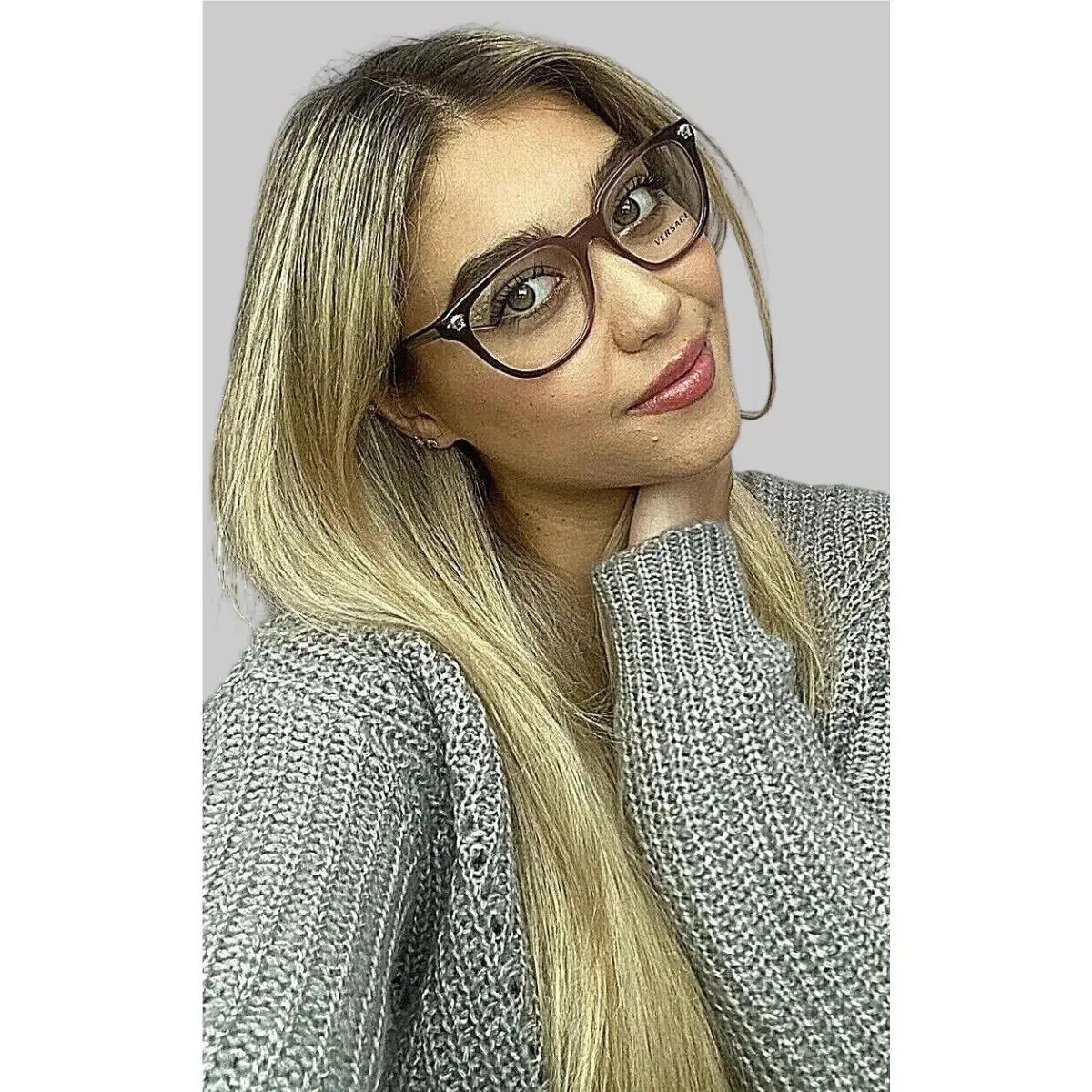 Versace Mod. 3242 5229 Clear Purple 52mm Women`s Eyeglasses Frame Italy 1