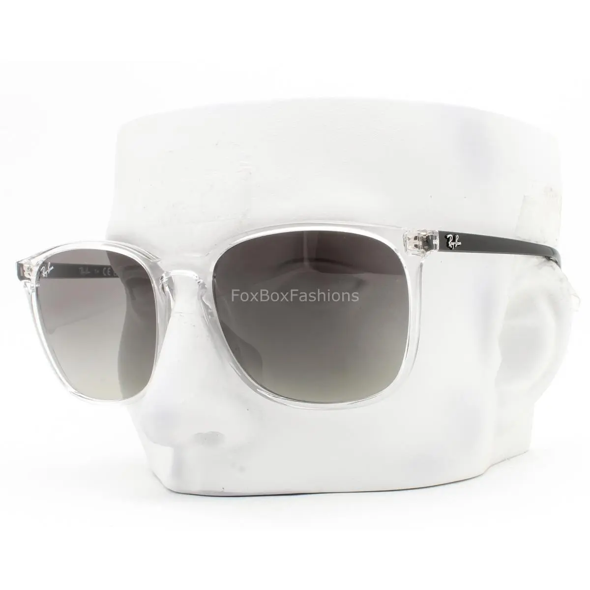 Ray-ban Sunglasses Shiny Crystal Clear on Black Gray RB 4387 6477/11 with Case