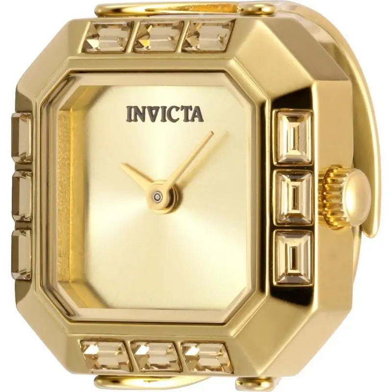 Invicta Women`s 49585 Mini Quartz Gold Dial Ring Watch