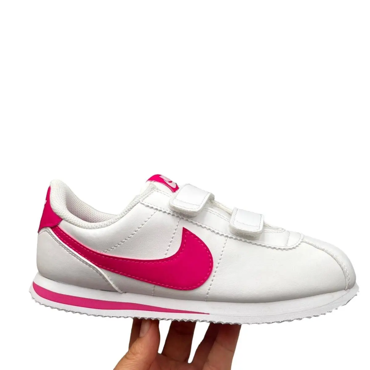 Nike Cortez Basic SL PS Youth Big Girls Slip-on Sneaker Size 2.5Y White Pink