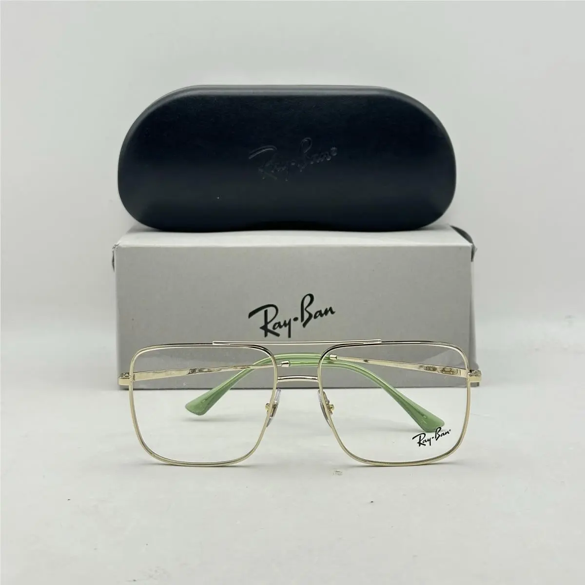 Ray Ban Mens Ari Oversize Square Aviator Double Bridge Eyeglasses RB3758B Gold by Ray-Ban