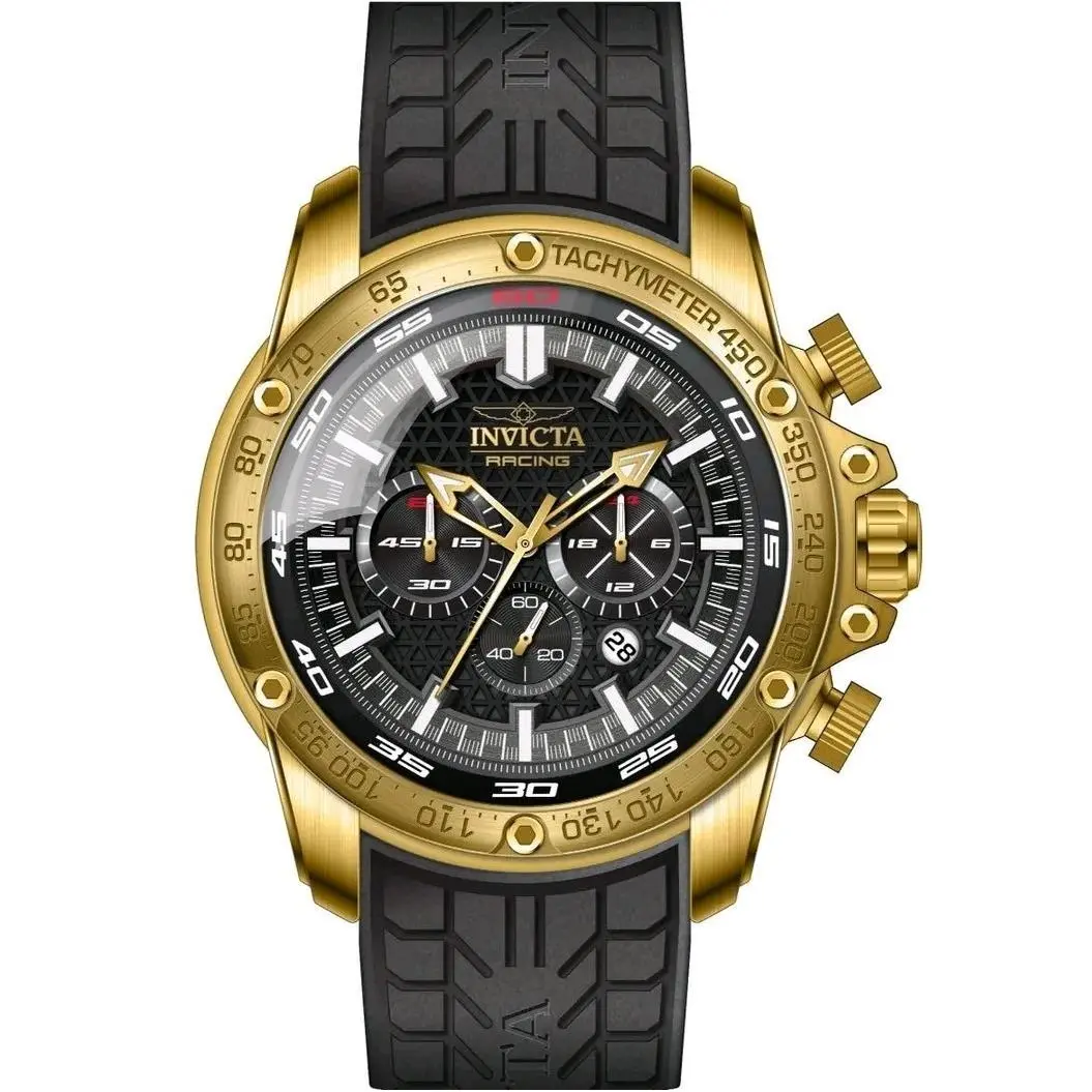 Invicta Speedway Tarmax Gtr Men`s Watch Chronograph 52mm Gold Black 50315