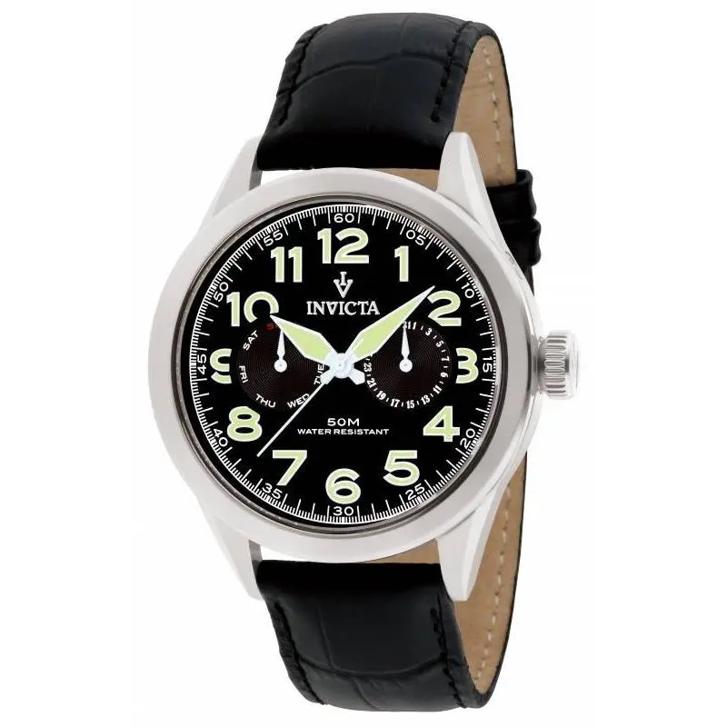 Invicta Men`s 11741 Vintage Quartz 3 Hand Black Dial Watch