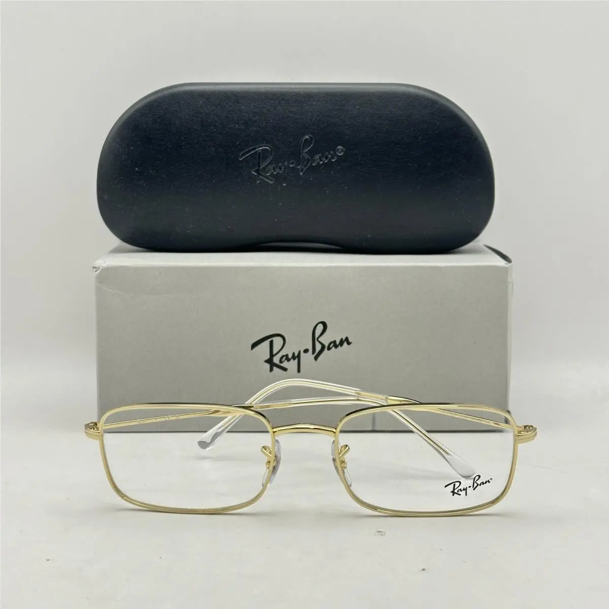 Ray Ban Mens Rectangle Thin Metal Full Rim Eyeglasses RB3746V Gold