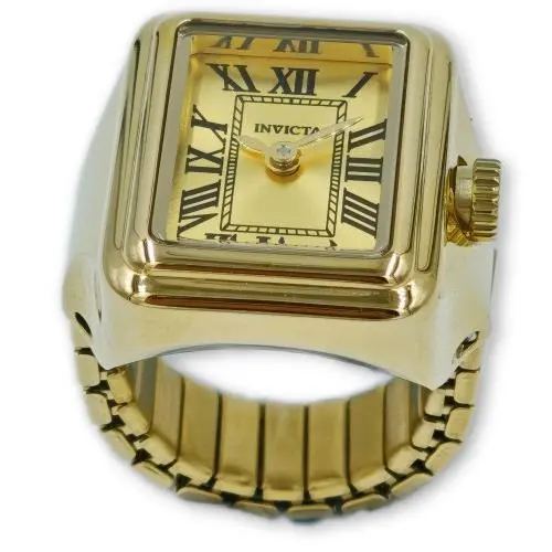 Women`s 49895 Mini Quartz Gold Dial Ring Watch by Invicta