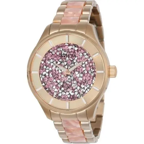 Women`s 24663 Angel Quartz 3 Hand Pink Dial Watch by Invicta