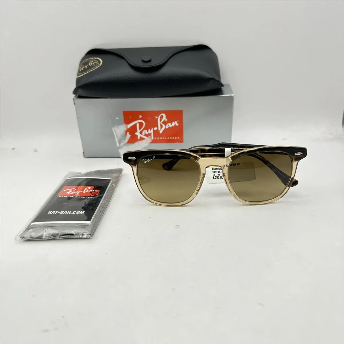 Ray Ban Unisex Square Polarized Gradient Sunglasses RB2298 Havana On Brown