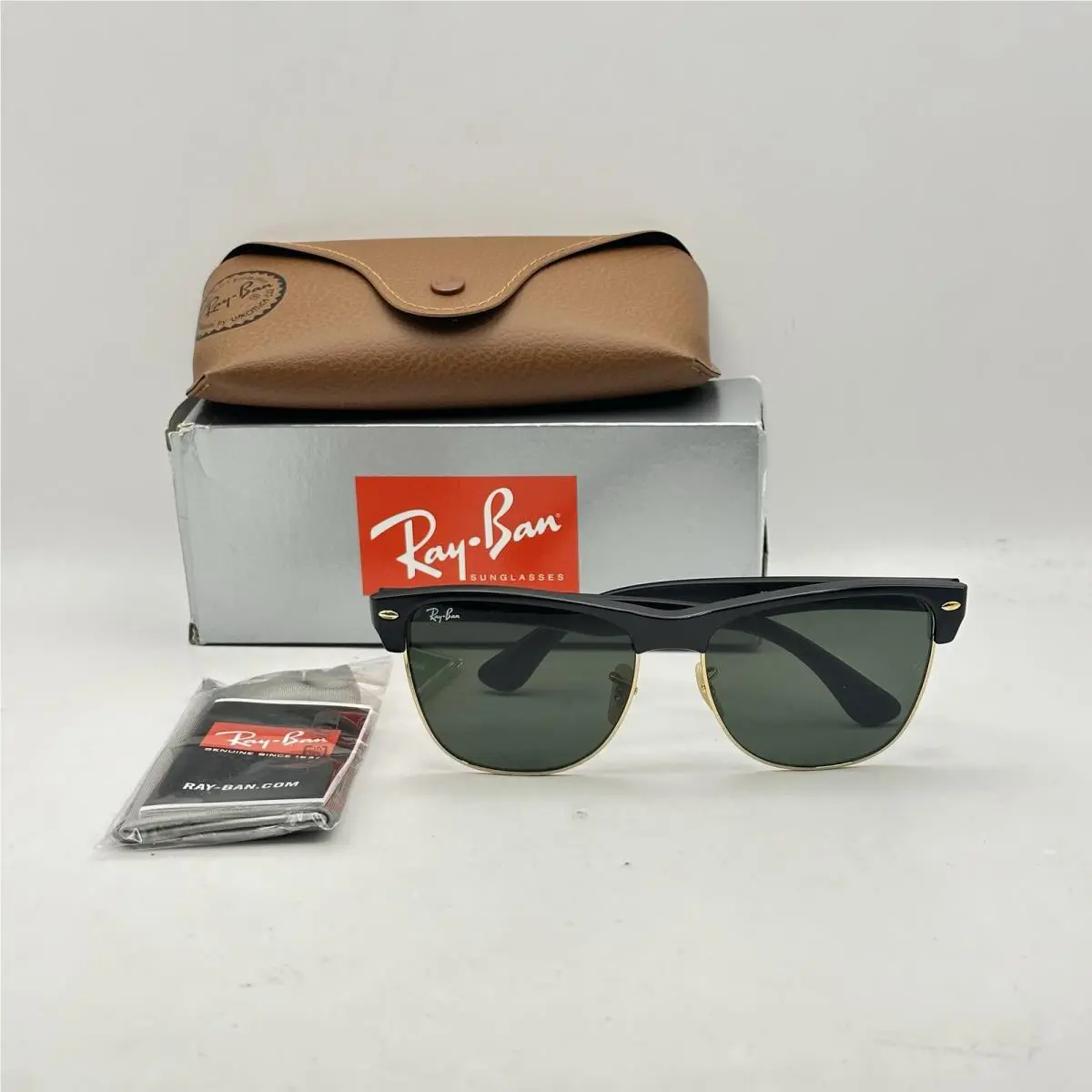 Ray Ban Clubmaster Oversize Square Full Rim Sunglasses RB4175 Black On Gold by Ray-Ban
