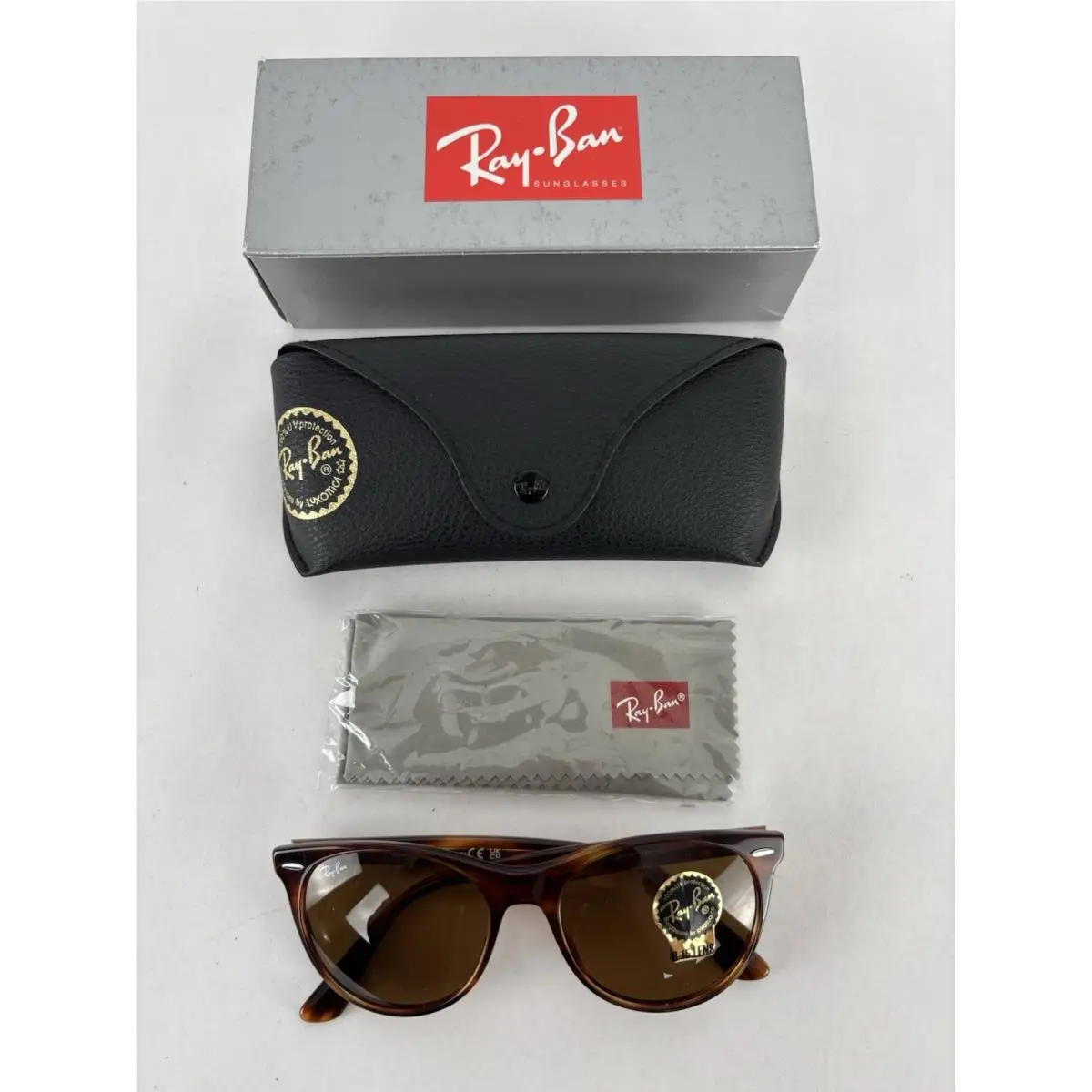 Ray Ban Wayfarer II RB2185 954/33 Striped Havana Brown B-15 Lens Sunglasses
