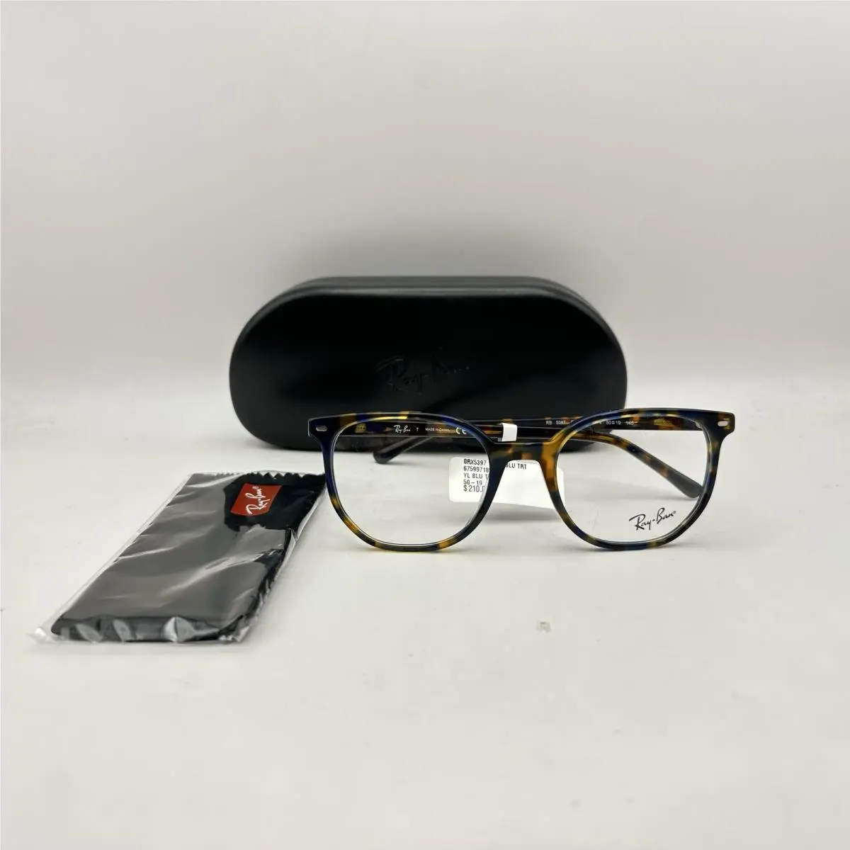 Ray Ban Elliot Irregular Square Full Rim Eyeglasses RB5397 Yellow/blue Havana