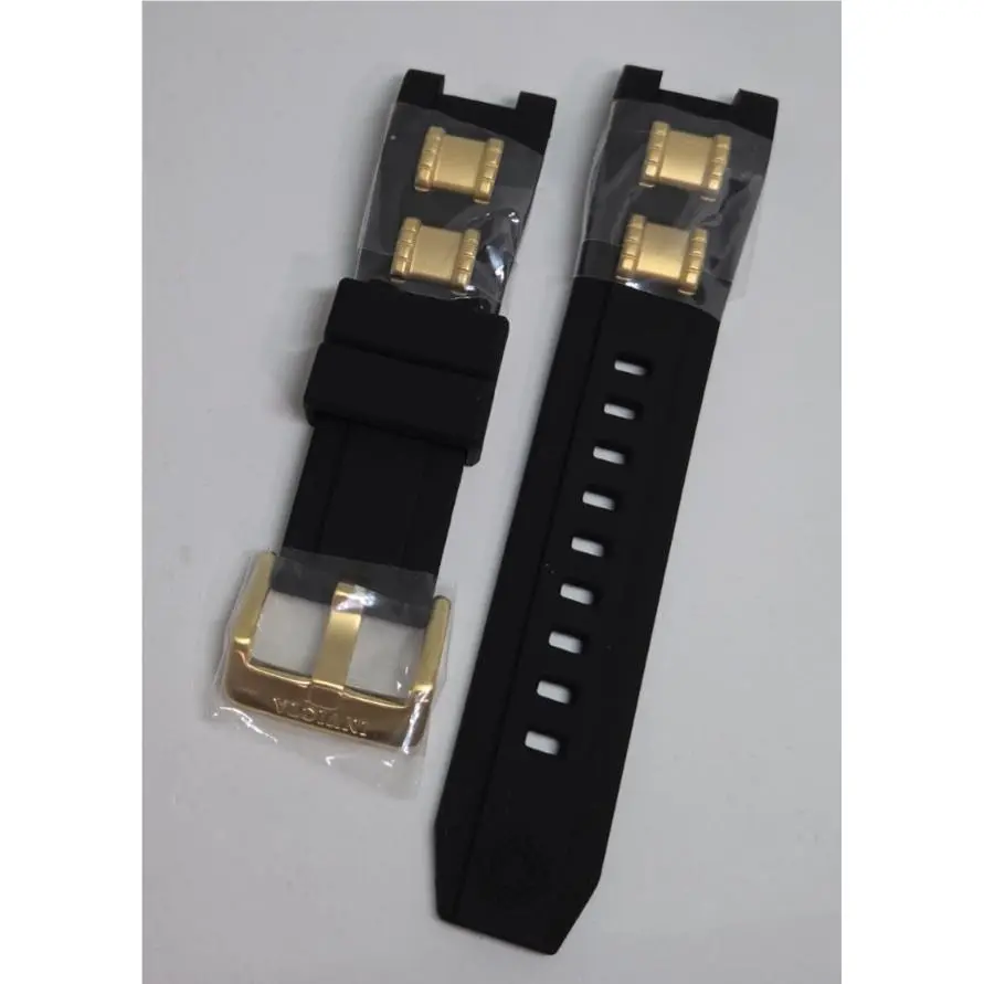 Invicta Subaqua Noma I San 1 Black Rubber Strap with Yellow Gold Inserts