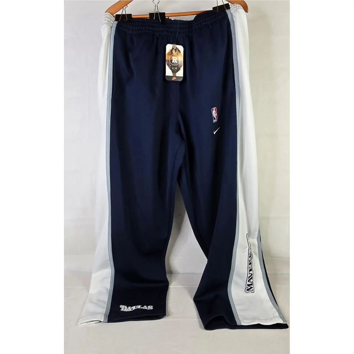 Nike Nba Dallas Mavericks Snap Button Track Pants Navy White XL Y2K Nos