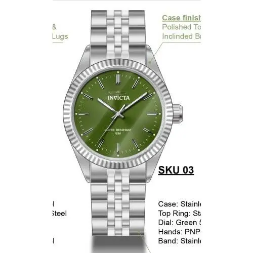 Invicta Men`s 49313 Specialty Quartz 3 Hand Green Dial Watch