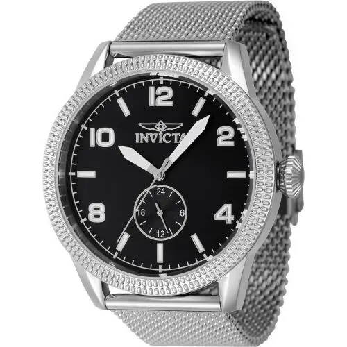 Invicta Men`s 47134 Vintage Quartz 3 Hand Black Dial Watch
