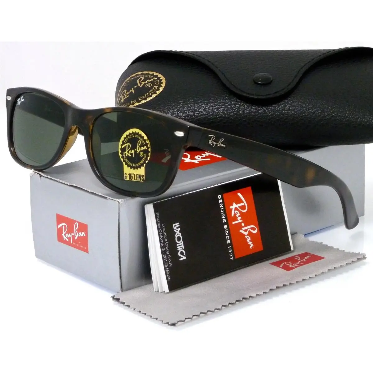 Ray-ban Wayfarer Tortoise l Green Classic G-15 RB2132 902 52mm