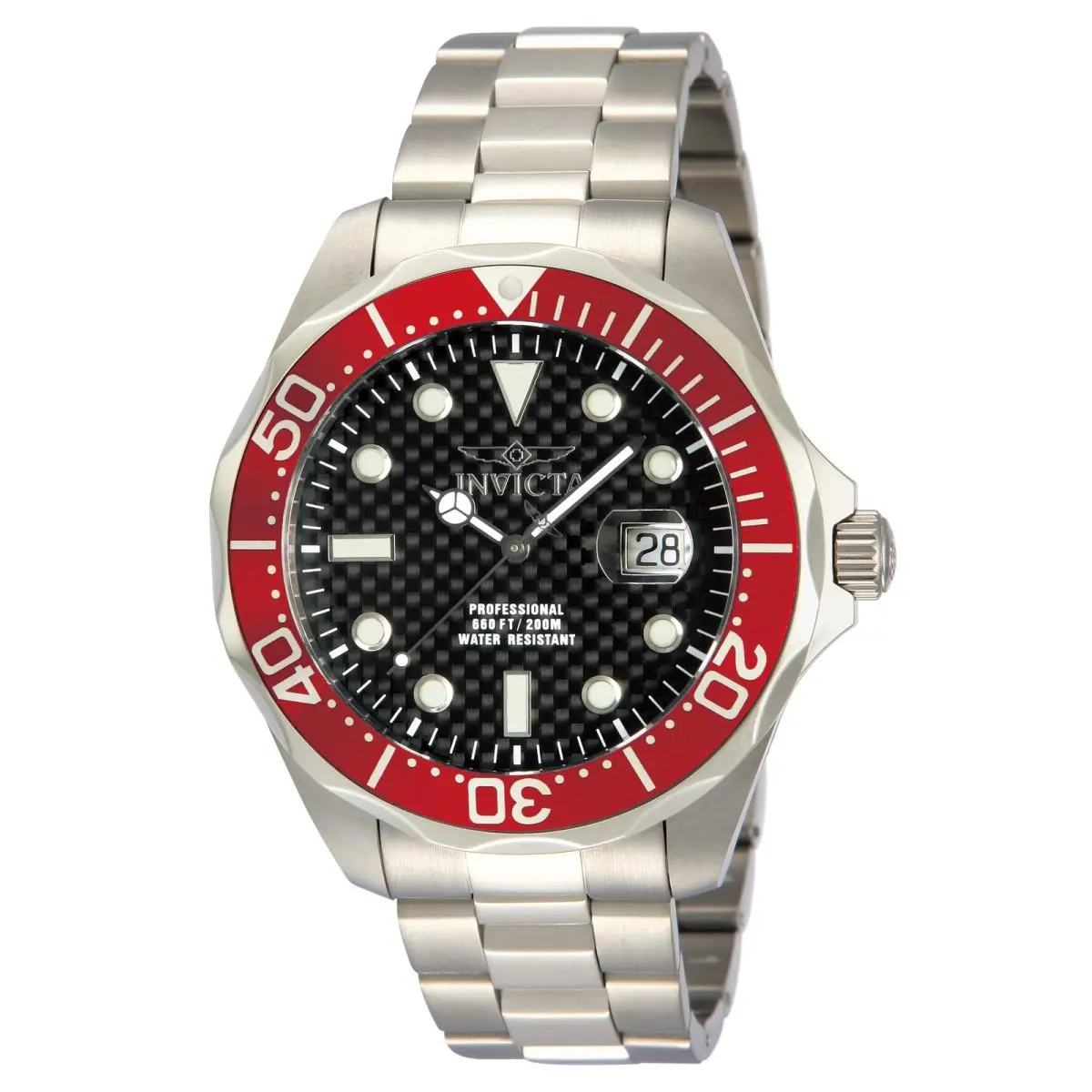 Men`s 12565 Pro Diver Quartz 3 Hand Black Dial Watch by Invicta