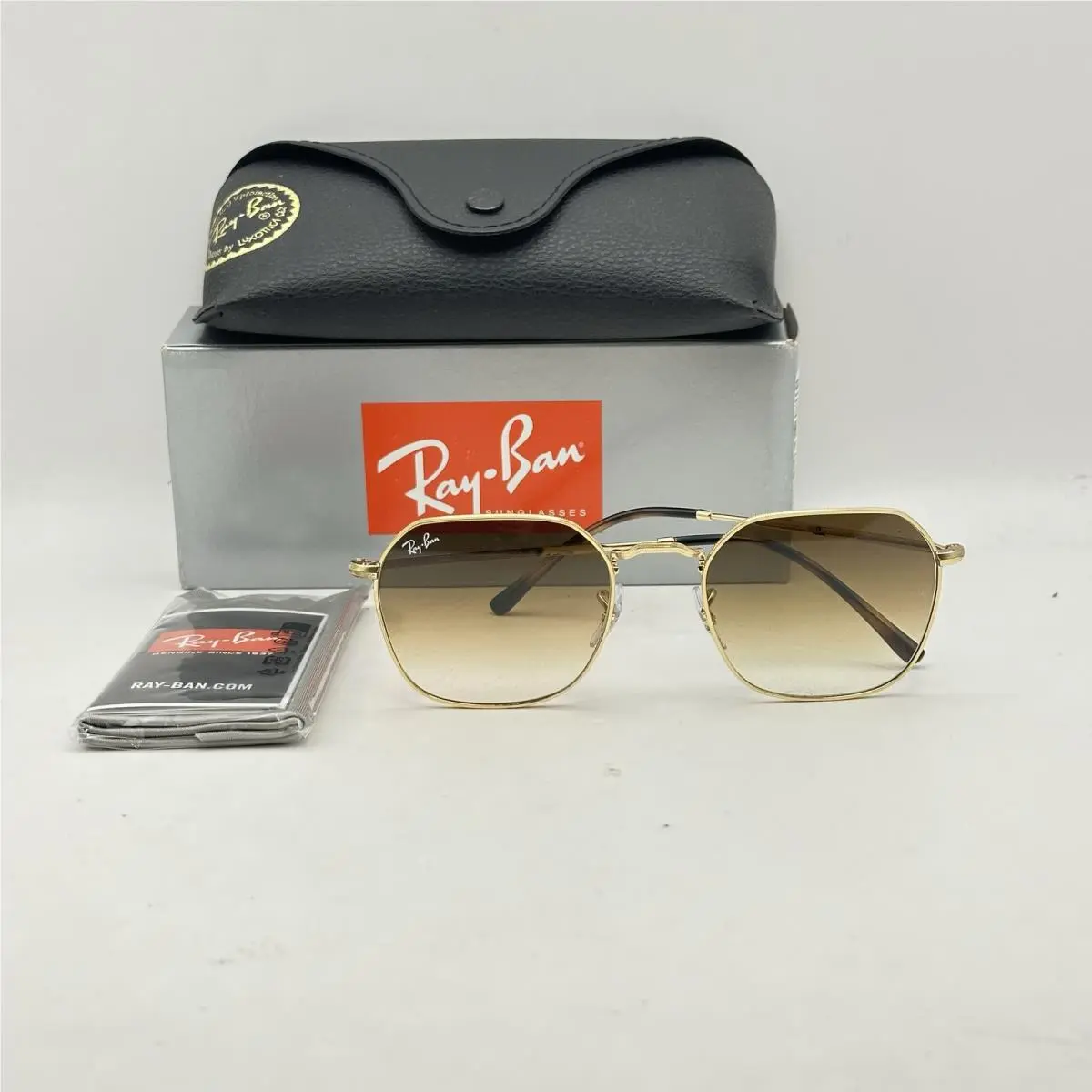 Ray Ban Unisex Jim Geometric Thin Meta Gradient Sunglasses RB3694 Gold
