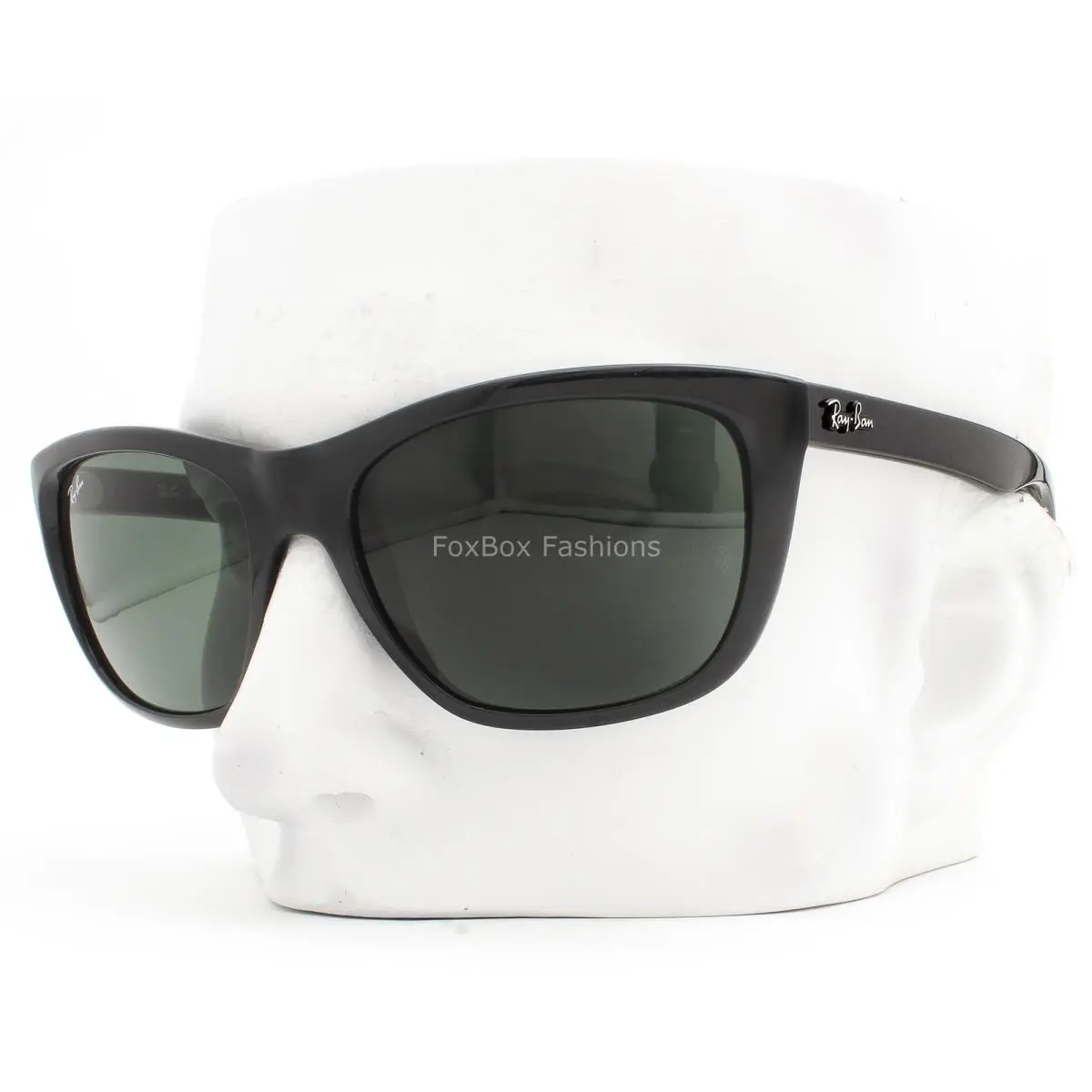 Ray-ban Sunglasses Polished Black Green Tinted RB 4154 601 with Case