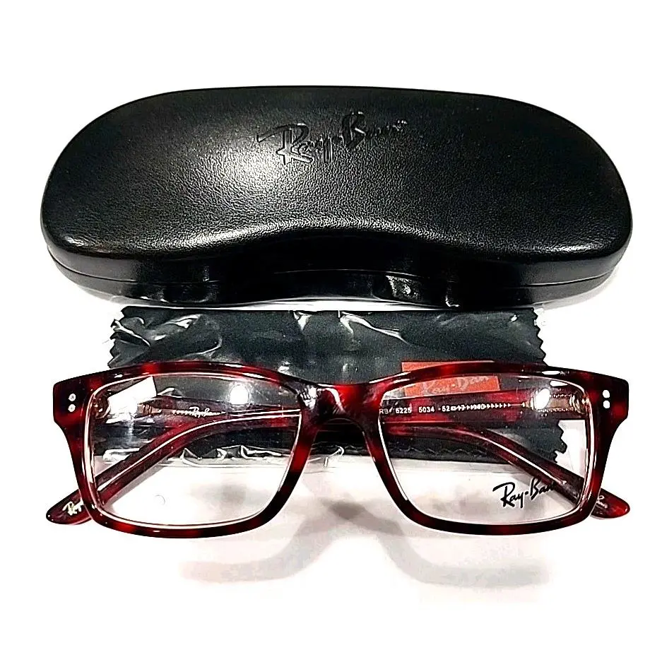 Ray Ban RB5225 5034 Red Tortoise Rectangle Eyeglasses 52-17 140 Case Cloth