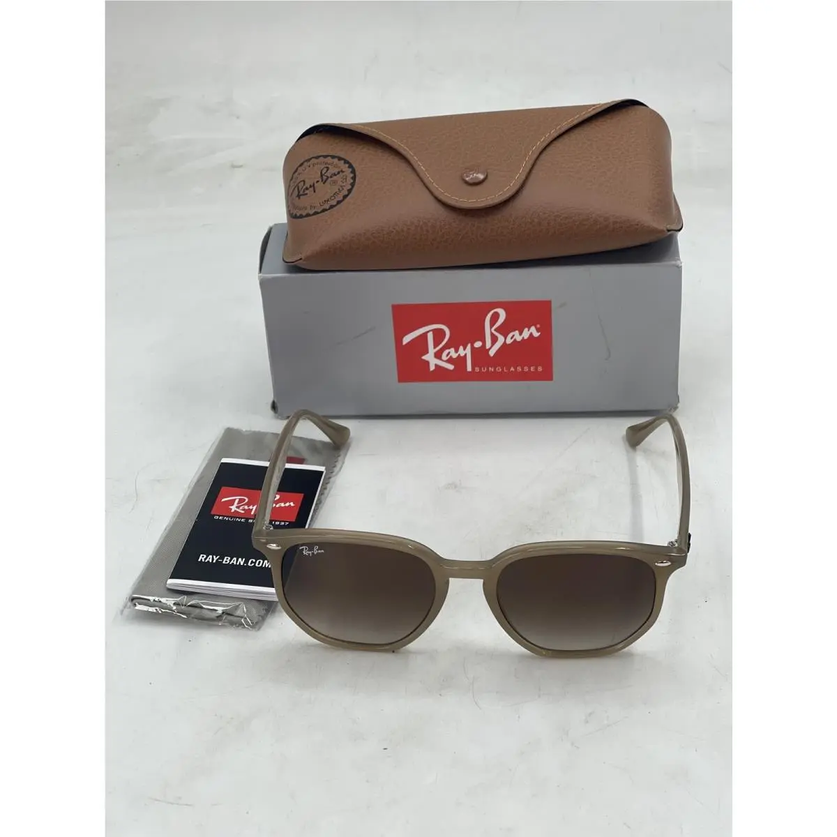 Ray Ban Unisex Geometric Sunglasses Beige / Dark Brown Gradient by Ray-Ban