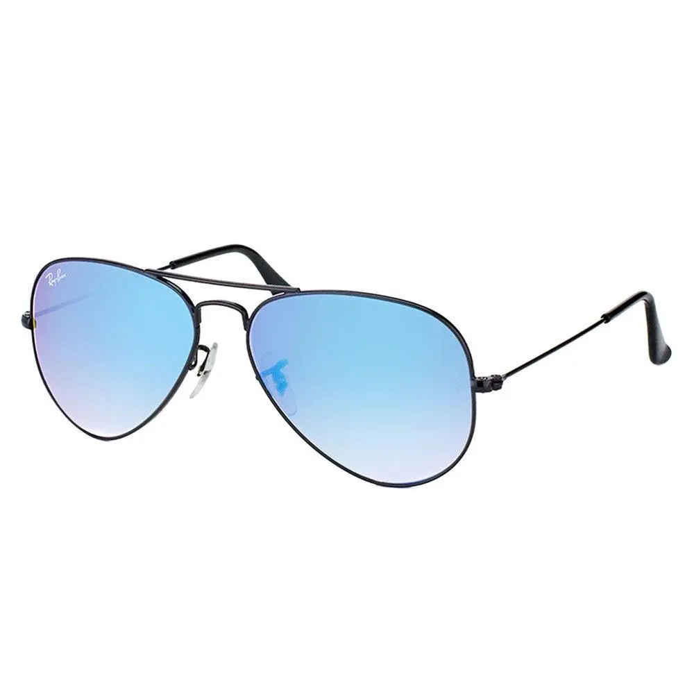 Ray Ban Aviator Classic RB 3025 002/4O Black Sunglasses Blue Gradient Flash 62mm