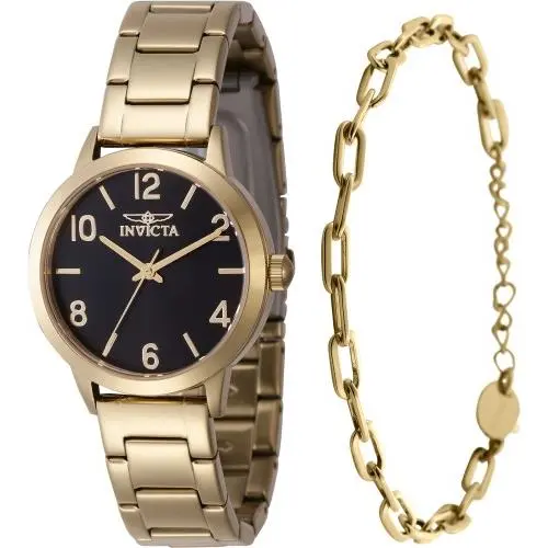 Women`s 47273 Wildflower Quartz 3 Hand Black Dial Watch by Invicta