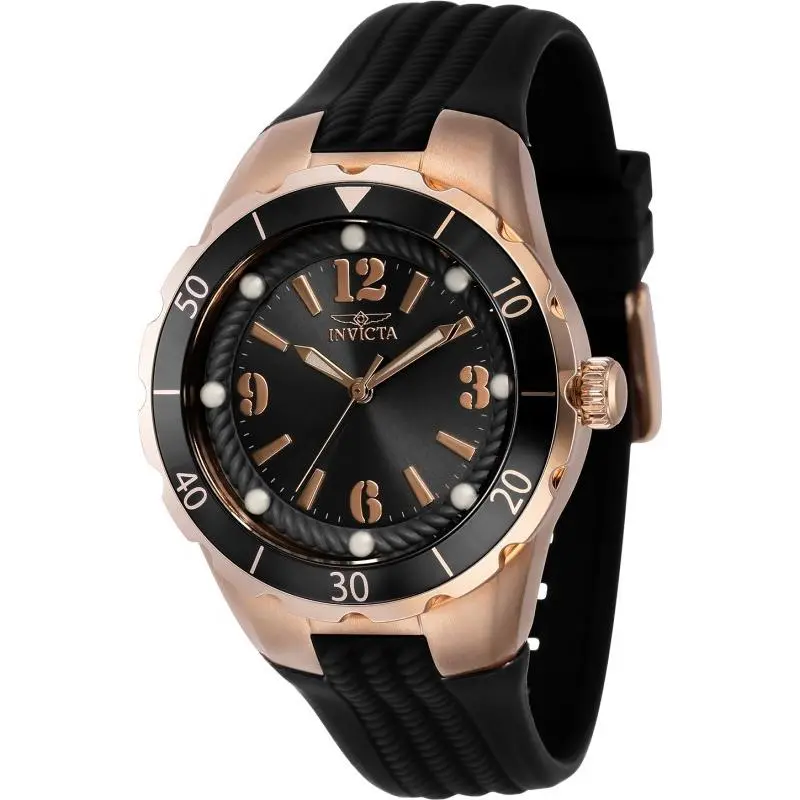 Invicta Women`s 40313 Angel Quartz 3 Hand Black Dial Watch