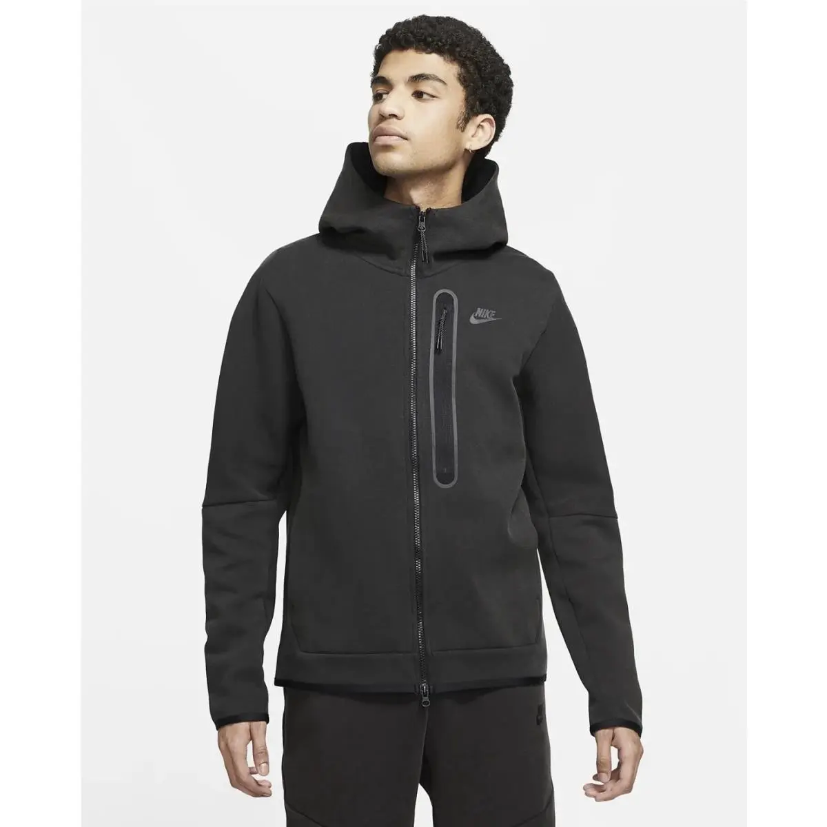 Nike Men`s Tech Fleece Full-zip Hoodie DD3100-010 Washed Black Men’s Size M