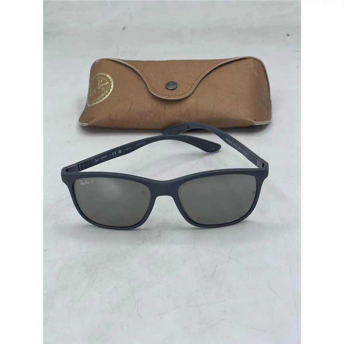 Ray Ban Unisex Chromance Square Sunglasses Sand Grey/silver Mirror Polarized
