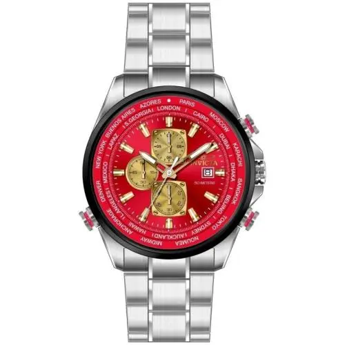 Men`s 50502 Aviator Quartz VD57 Red Dial Watch by Invicta