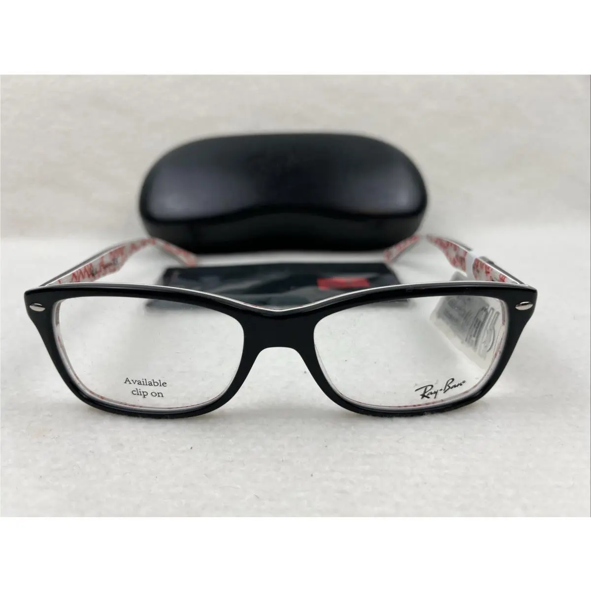 Ray-ban Eyeglasses RB 5228 5014 Black Red on White Square Frame 55 17 140