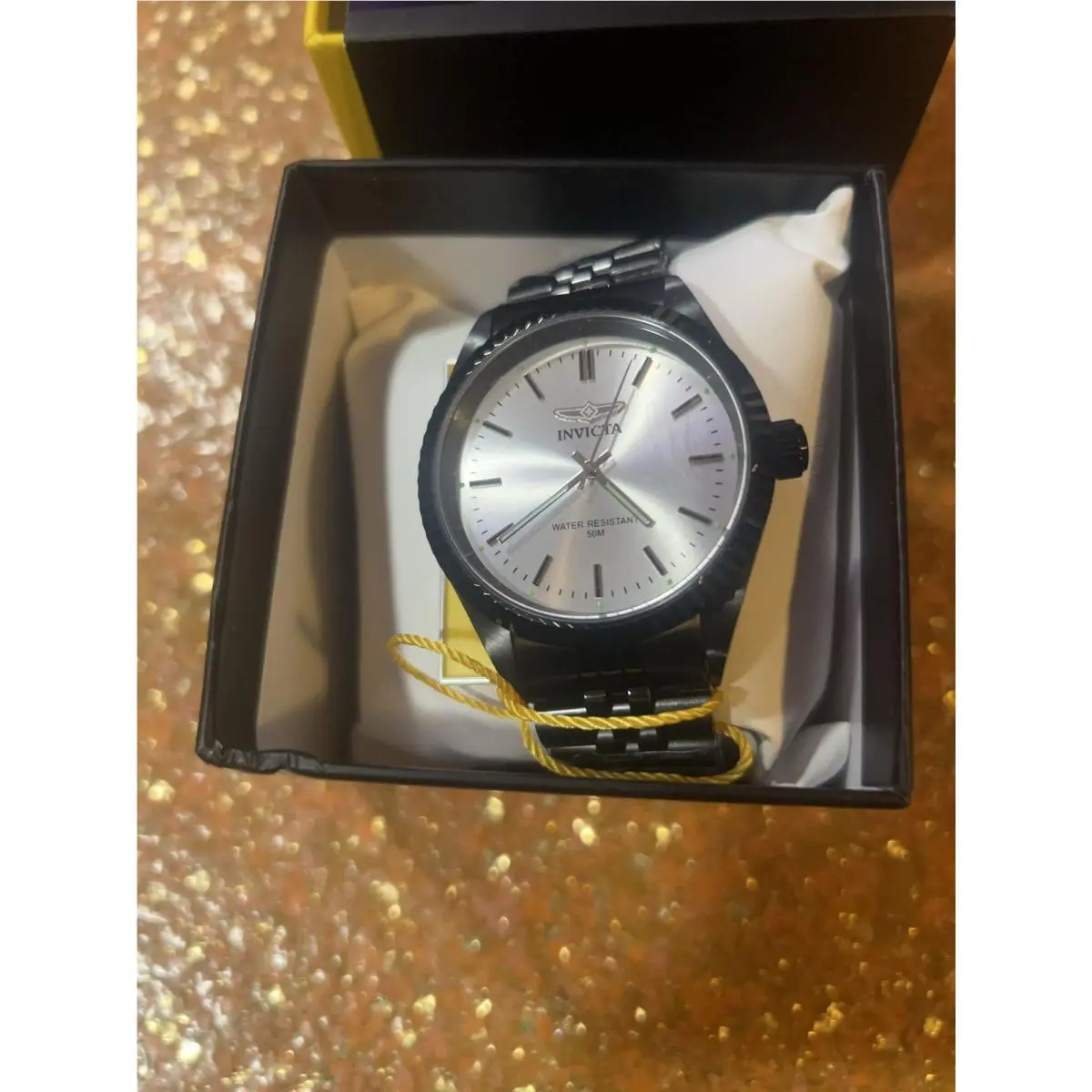 Invicta Specialty Men`s Watch 29373 Black Stainless Steel Silver Dial 43mm