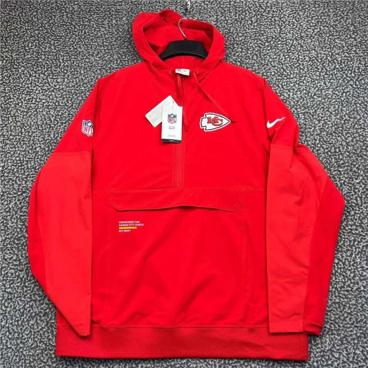 Nike Kansas City Chiefs Nfl Hoodie Men Large Red 1/2 Zip Long Sleeve L