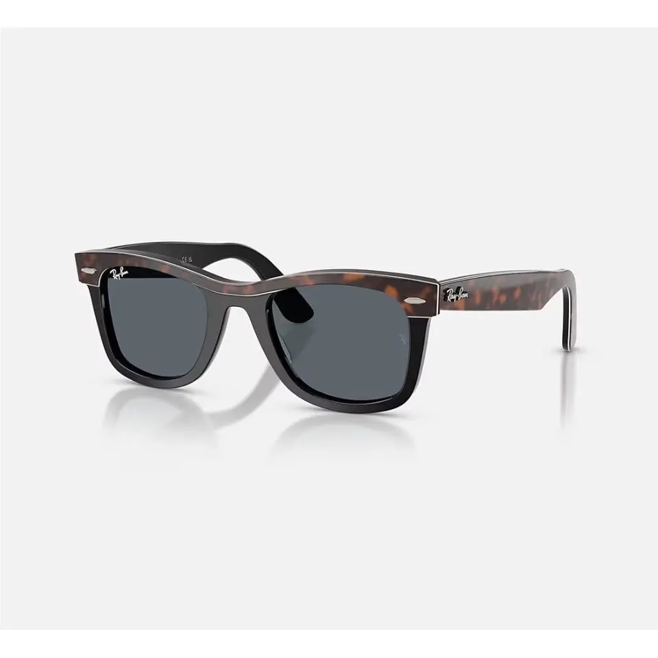 Ray-ban Wayfarer Street Neat Havana On Black Blue Lens Square Sunglasses