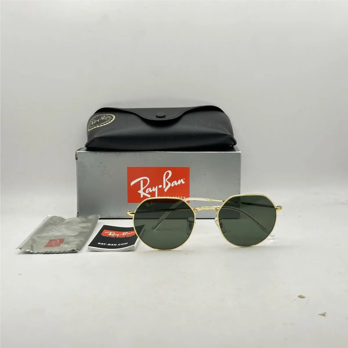Ray Ban Unisex Jack Thin Metal Irregular Sunglasses RB3565 Legend Gold/green by Ray-Ban