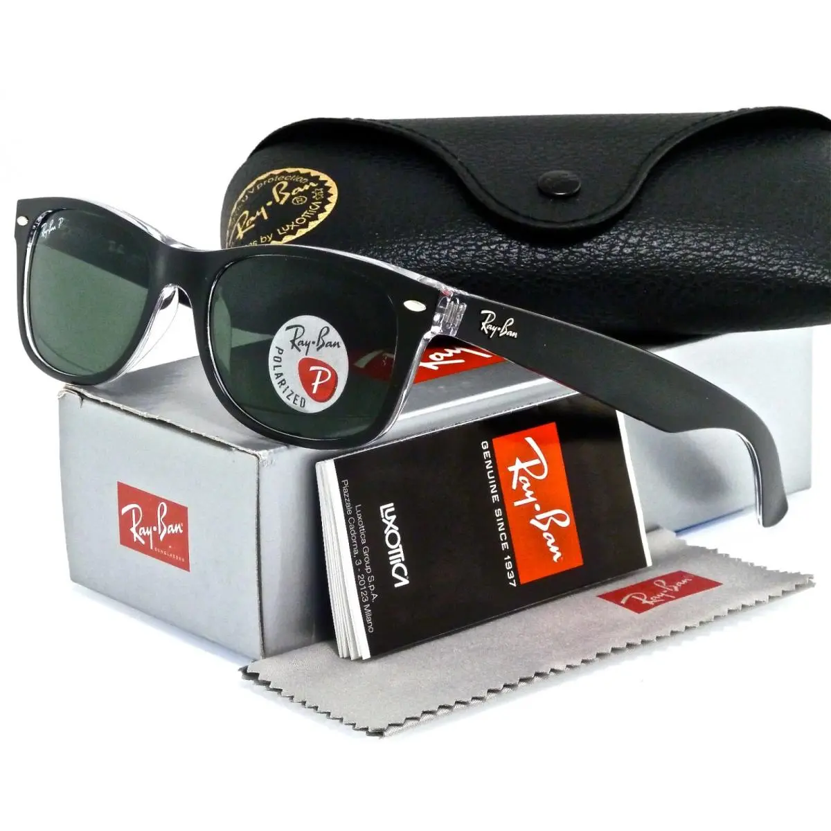 Ray-ban Wayfarer Top Black l Polarized Nat Green RB2132 6052/58 55 605258