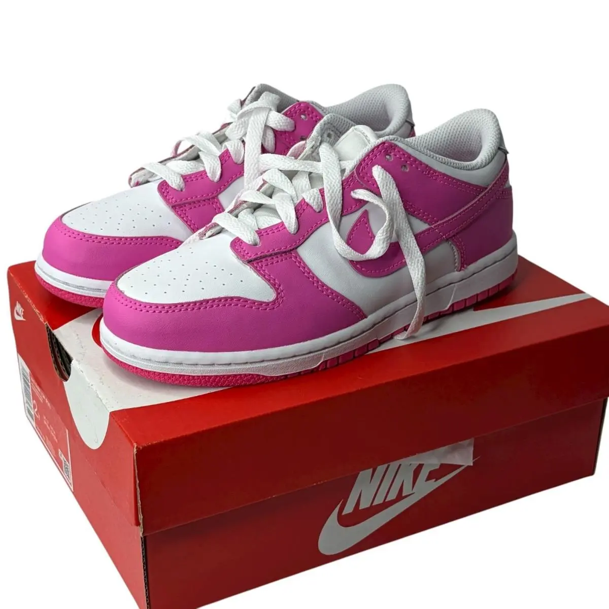Nike Dunk Low Pse White Laser Fuchsia Pink Sneakers Shoes FB9108-102 Size 2Y Kid