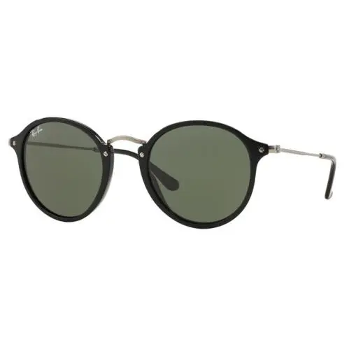 Ray-ban Round Fleck Black Silver l Green G15 RB2447 901 49mm